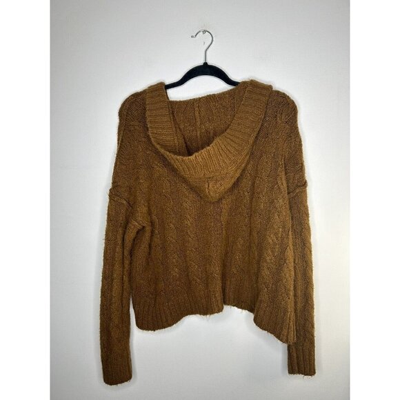 American Eagle Outfitters Oversized Cropped Hoodie Brown Sweater Size Sm… - Picture 6 of 9